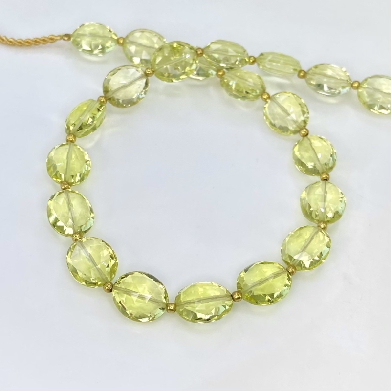 Lemon Quartz 12mm Faceted Oval Shape AAA+ Grade Gemstone Beads Strand - Total 1 Strand of 11 Inch.