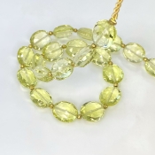 Lemon Quartz 12mm Faceted Oval Shape AAA+ Grade Gemstone Beads Strand - Total 1 Strand of 11 Inch.