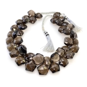 Smoky Quartz 9-12mm Briolette Hexagon Shape AAA Grade Gemstone Beads Strand - Total 1 Strand of 8 Inch.