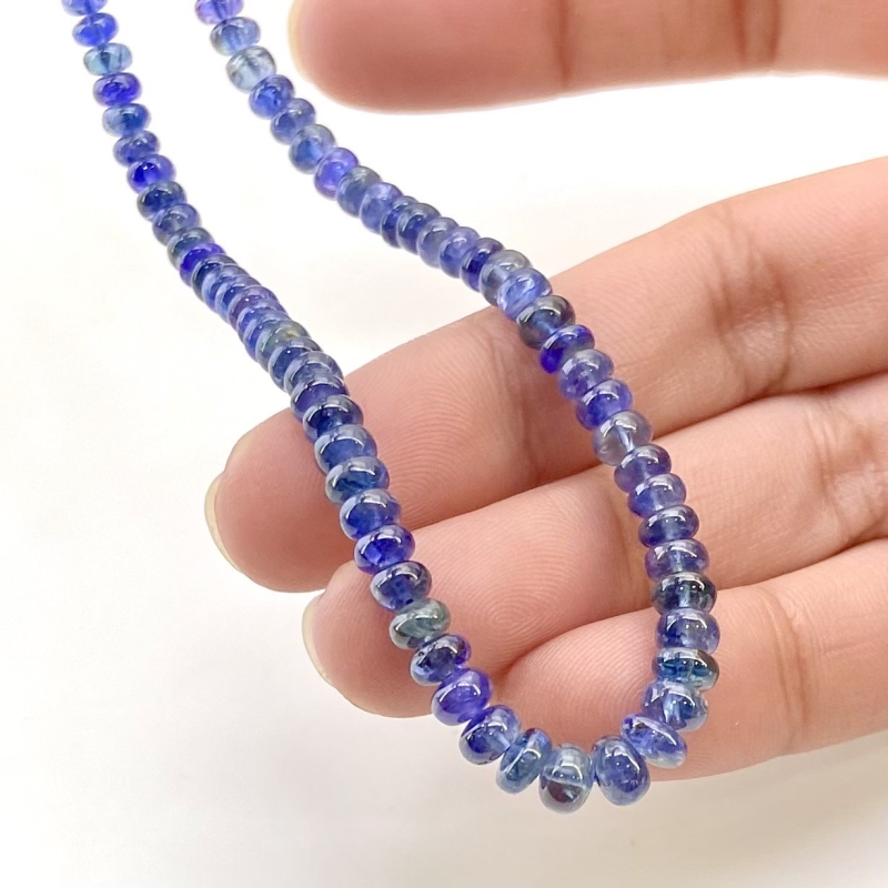 Blue Sapphire 2.5-5mm Smooth Rondelle Shape A+ Grade Gemstone Beads Strand - Total 1 Strand of 19 Inch.