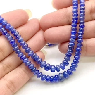 Blue Sapphire 3-7mm Smooth Rondelle Shape A+ Grade Gemstone Beads Strand - Total 1 Strand of 13 Inch.