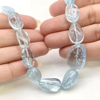 Aquamarine 12-20mm Smooth Nugget Shape AA Grade Gemstone Beads Strand - Total 1 Strand of 16 Inch.