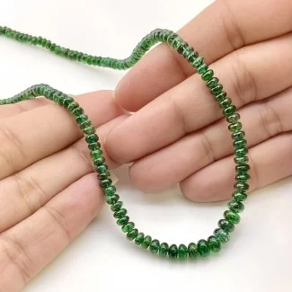Emerald 3-5.5mm Smooth Rondelle Shape AA Grade Gemstone Beads Strand - Total 1 Strand of 19 Inch.
