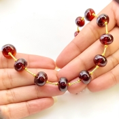 Hessonite Garnet 8.5-12.5mm Smooth Rondelle Shape AA+ Grade Gemstone Beads Layout - Total 1 Strand of 11 Inch.