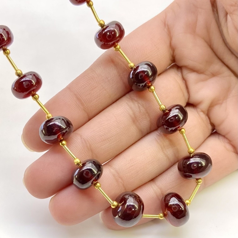 Hessonite Garnet 8.5-12.5mm Smooth Rondelle Shape AA+ Grade Gemstone Beads Layout - Total 1 Strand of 11 Inch.