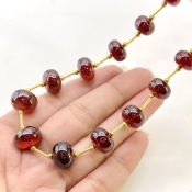 Hessonite Garnet 8.5-12.5mm Smooth Rondelle Shape AA+ Grade Gemstone Beads Layout - Total 1 Strand of 11 Inch.