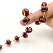 Hessonite Garnet 9.5-12.5mm Smooth Rondelle Shape AA+ Grade Gemstone Beads Layout - Total 1 Strand of 10 Inch.