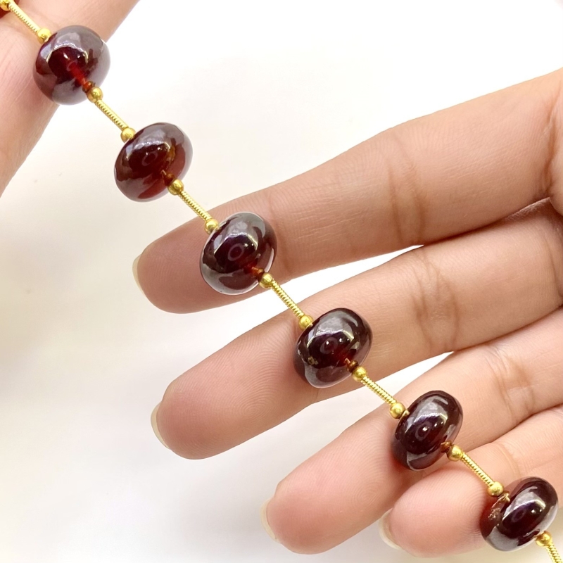 Hessonite Garnet 9.5-12.5mm Smooth Rondelle Shape AA+ Grade Gemstone Beads Layout - Total 1 Strand of 10 Inch.
