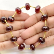 Hessonite Garnet 9.5-12.5mm Smooth Rondelle Shape AA+ Grade Gemstone Beads Layout - Total 1 Strand of 10 Inch.