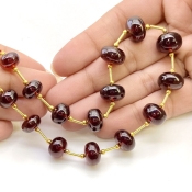 Hessonite Garnet 9.5-12.5mm Smooth Rondelle Shape AA+ Grade Gemstone Beads Layout - Total 1 Strand of 10 Inch.