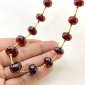 Hessonite Garnet 9.5-12.5mm Smooth Rondelle Shape AA+ Grade Gemstone Beads Layout - Total 1 Strand of 10 Inch.