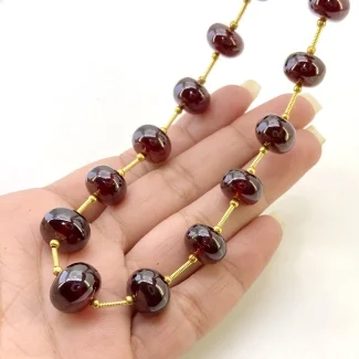 Hessonite Garnet 10-13mm Smooth Rondelle Shape AA+ Grade Gemstone Beads Layout - Total 1 Strand of 14 Inch.