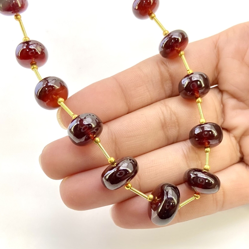 Hessonite Garnet 9-14.5mm Smooth Rondelle Shape AA+ Grade Gemstone Beads Layout - Total 1 Strand of 12 Inch.