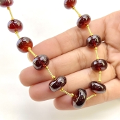 Hessonite Garnet 9-14.5mm Smooth Rondelle Shape AA+ Grade Gemstone Beads Layout - Total 1 Strand of 12 Inch.