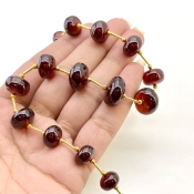Hessonite Garnet 9-14.5mm Smooth Rondelle Shape AA+ Grade Gemstone Beads Layout - Total 1 Strand of 12 Inch.