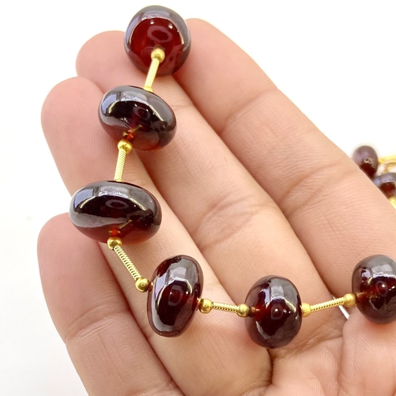 Hessonite Garnet 9-14.5mm Smooth Rondelle Shape AA+ Grade Gemstone Beads Layout - Total 1 Strand of 12 Inch.