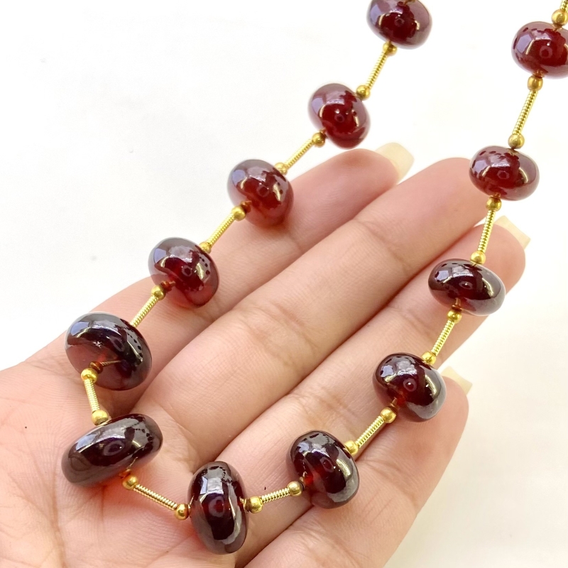 Hessonite Garnet 9-14.5mm Smooth Rondelle Shape AA+ Grade Gemstone Beads Layout - Total 1 Strand of 12 Inch.