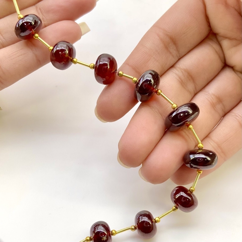 Hessonite Garnet 9-14.5mm Smooth Rondelle Shape AA+ Grade Gemstone Beads Layout - Total 1 Strand of 12 Inch.