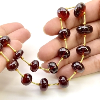 Hessonite Garnet 9-14.5mm Smooth Rondelle Shape AA+ Grade Gemstone Beads Layout - Total 1 Strand of 12 Inch.