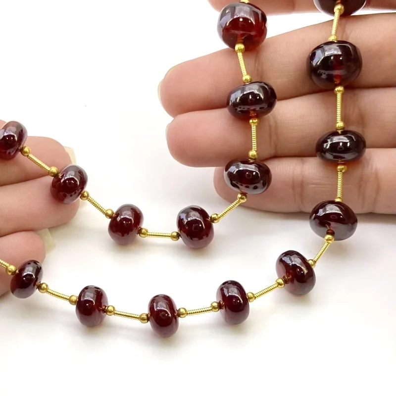 Hessonite Garnet 9-15mm Smooth Rondelle Shape AA+ Grade Gemstone Beads Layout - Total 1 Strand of 14 Inch.