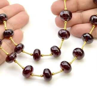 Hessonite Garnet 9-13mm Smooth Rondelle Shape AA+ Grade Gemstone Beads Layout - Total 1 Strand of 13 Inch.