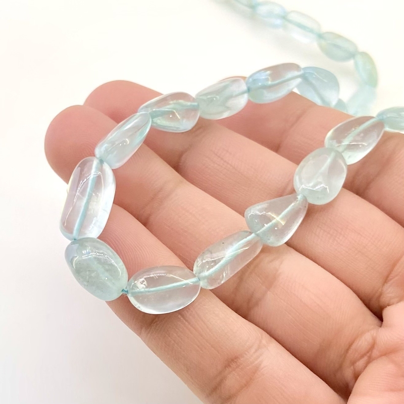 Aquamarine 9-14mm Smooth Nugget Shape AA Grade Gemstone Beads Strand - Total 1 Strand of 14 Inch.