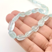 Aquamarine 9-14mm Smooth Nugget Shape AA Grade Gemstone Beads Strand - Total 1 Strand of 14 Inch.