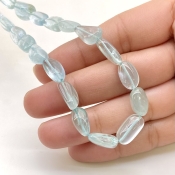 Aquamarine 9-14mm Smooth Nugget Shape AA Grade Gemstone Beads Strand - Total 1 Strand of 14 Inch.