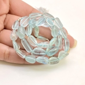 Aquamarine 9-14mm Smooth Nugget Shape AA Grade Gemstone Beads Strand - Total 1 Strand of 14 Inch.