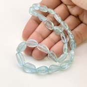 Aquamarine 9-14mm Smooth Nugget Shape AA Grade Gemstone Beads Strand - Total 1 Strand of 14 Inch.