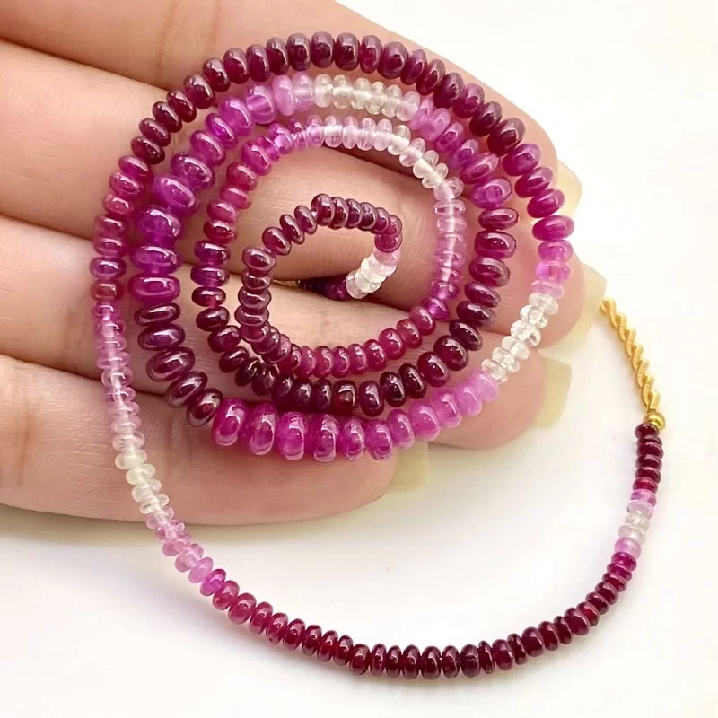 Ruby 3-5mm Smooth Rondelle Shape AA Grade Gemstone Beads Strand - Total 1 Strand of 17 Inch.
