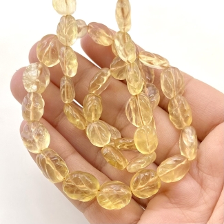 Citrine 7-12mm Carved Oval Shape A Grade Gemstone Beads Strand - Total 1 Strand of 20 Inch.