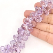 Pink Amethyst 11.5-15.5mm Briolette Twisted Shape AA+ Grade Gemstone Beads Strand - Total 1 Strand of 7 Inch.