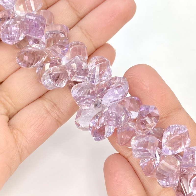Pink Amethyst 11.5-15.5mm Briolette Twisted Shape AA+ Grade Gemstone Beads Strand - Total 1 Strand of 7 Inch.