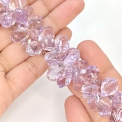 Pink Amethyst 11.5-15.5mm Briolette Twisted Shape AA+ Grade Gemstone Beads Strand - Total 1 Strand of 7 Inch.