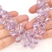 Pink Amethyst 11.5-15.5mm Briolette Twisted Shape AA+ Grade Gemstone Beads Strand - Total 1 Strand of 7 Inch.