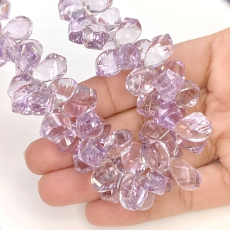 Pink Amethyst 11.5-15.5mm Briolette Twisted Shape AA+ Grade Gemstone Beads Strand - Total 1 Strand of 7 Inch.