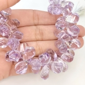 Pink Amethyst 11.5-15.5mm Briolette Twisted Shape AA+ Grade Gemstone Beads Strand - Total 1 Strand of 7 Inch.