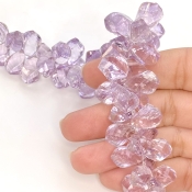 Pink Amethyst 11.5-15.5mm Briolette Twisted Shape AA+ Grade Gemstone Beads Strand - Total 1 Strand of 7 Inch.