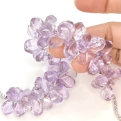 Pink Amethyst 11.5-15.5mm Briolette Twisted Shape AA+ Grade Gemstone Beads Strand - Total 1 Strand of 7 Inch.