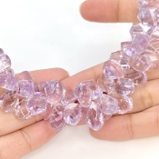 Pink Amethyst 11.5-15.5mm Briolette Twisted Shape AA+ Grade Gemstone Beads Strand - Total 1 Strand of 7 Inch.
