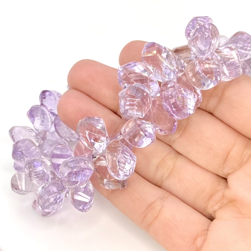 Pink Amethyst 12-16.5mm Briolette Twisted Shape AA+ Grade Gemstone Beads Strand - Total 1 Strand of 8 Inch.