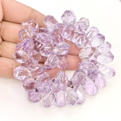 Pink Amethyst 12-16.5mm Briolette Twisted Shape AA+ Grade Gemstone Beads Strand - Total 1 Strand of 8 Inch.