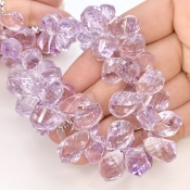Pink Amethyst 12-16.5mm Briolette Twisted Shape AA+ Grade Gemstone Beads Strand - Total 1 Strand of 8 Inch.