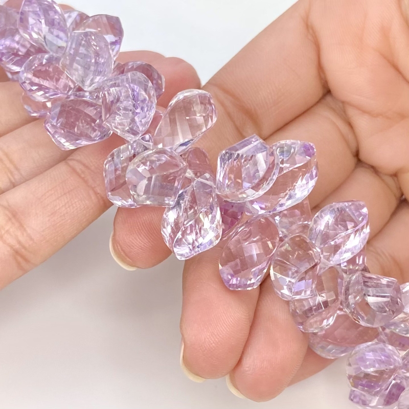 Pink Amethyst 12-16.5mm Briolette Twisted Shape AA+ Grade Gemstone Beads Strand - Total 1 Strand of 8 Inch.