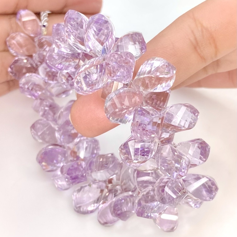 Pink Amethyst 12-16.5mm Briolette Twisted Shape AA+ Grade Gemstone Beads Strand - Total 1 Strand of 8 Inch.