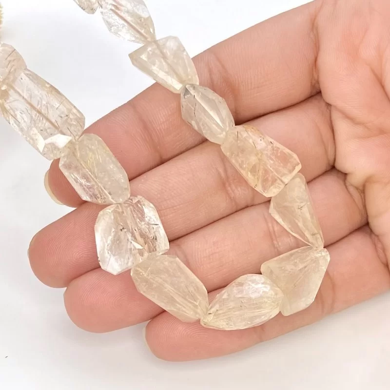 Golden Rutile 11-16.5mm Step Cut Nugget Shape A+ Grade Gemstone Beads Strand - Total 1 Strand of 15 Inch.