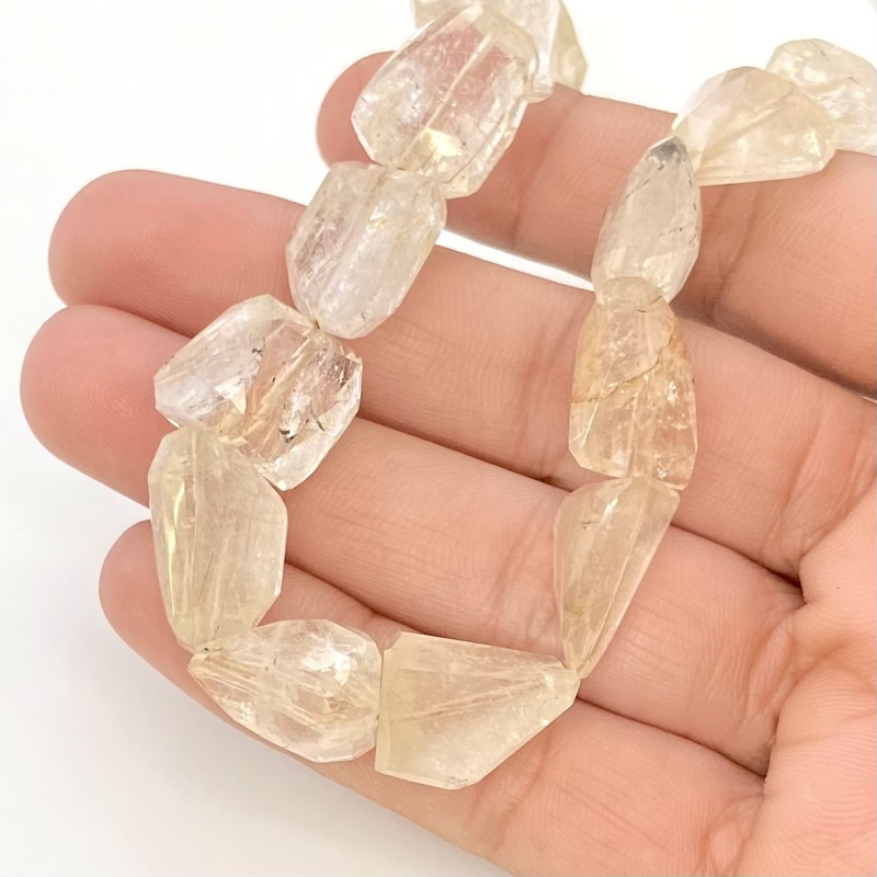 Golden Rutile 11-16.5mm Step Cut Nugget Shape A+ Grade Gemstone Beads Strand - Total 1 Strand of 15 Inch.
