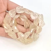 Golden Rutile 11-16.5mm Step Cut Nugget Shape A+ Grade Gemstone Beads Strand - Total 1 Strand of 15 Inch.