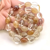 Red Rutile 12.5-13mm Smooth Barrel Shape AA+ Grade Gemstone Beads Strand - Total 1 Strand of 15 Inch.